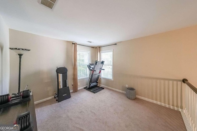 exercise area with carpet