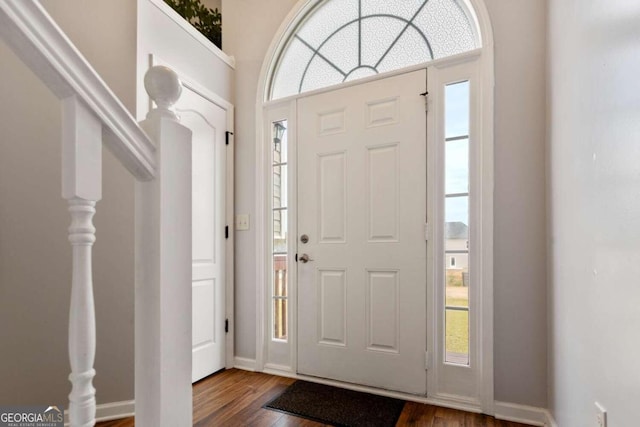 foyer entrance featuring hardwood / wood-style flooring