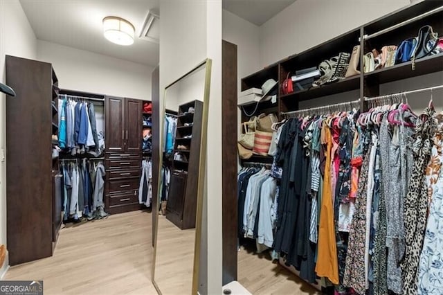 spacious closet with light wood-type flooring