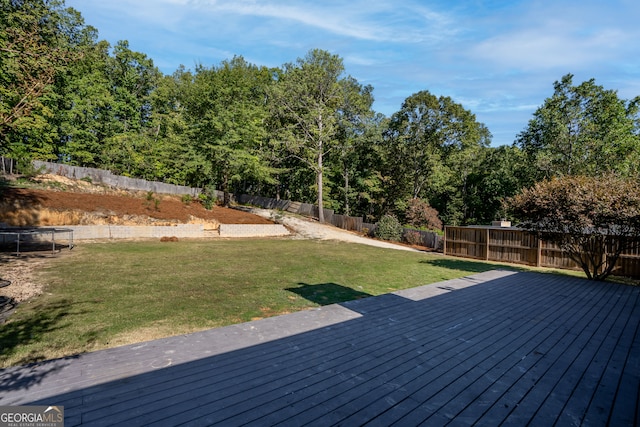 deck featuring a lawn