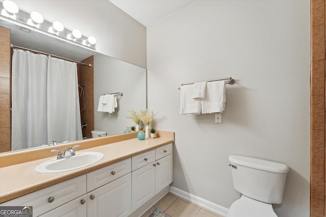 1517 Whitemarsh Way, Savannah, GA 31410 - bathroom featuring toilet, vanity, tile patterned flooring, curtained shower, and baseboards
