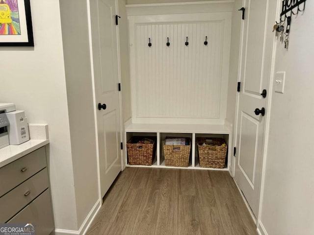 mudroom featuring hardwood / wood-style flooring