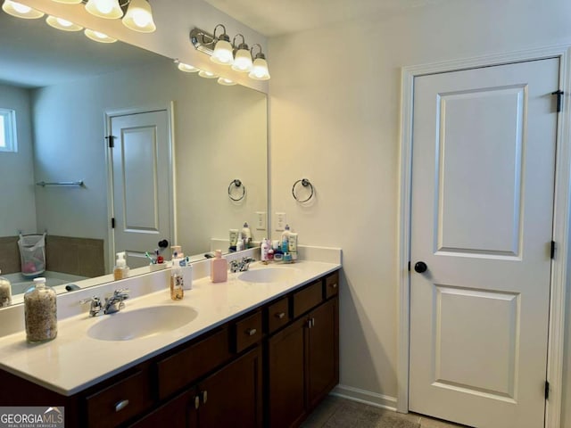 bathroom featuring vanity and tile patterned floors