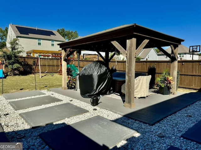 view of patio / terrace featuring a gazebo