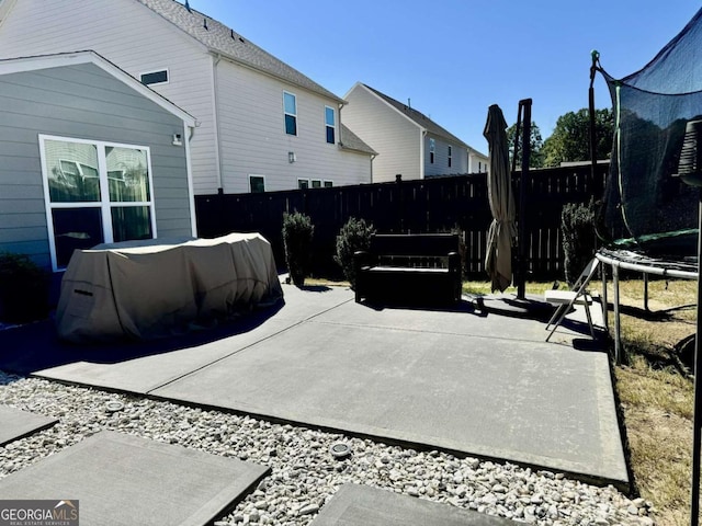 view of patio / terrace featuring a trampoline