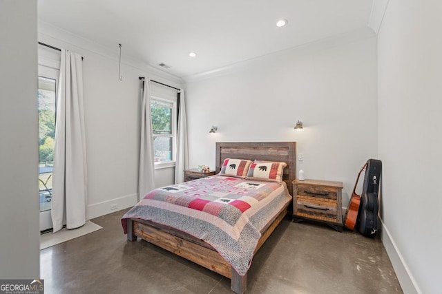 bedroom featuring ornamental molding