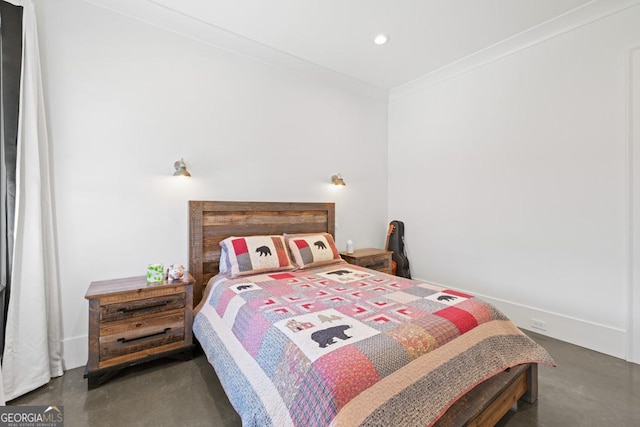 bedroom with ornamental molding