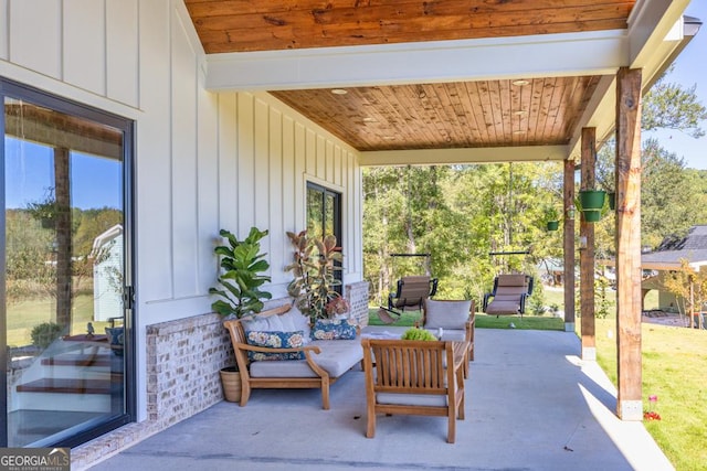 view of patio featuring an outdoor hangout area