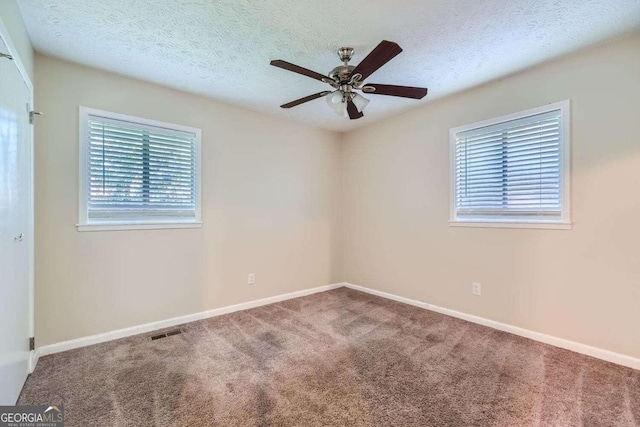 4660 Edwina Ln SW, Atlanta, GA 30331 - spare room featuring plenty of natural light, carpet flooring, ceiling fan, and a textured ceiling