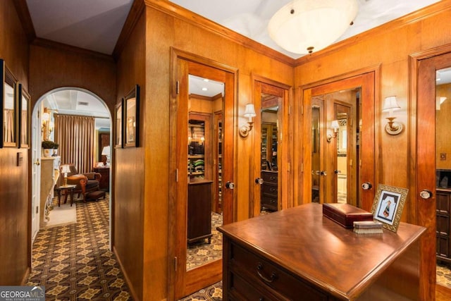 office area with crown molding