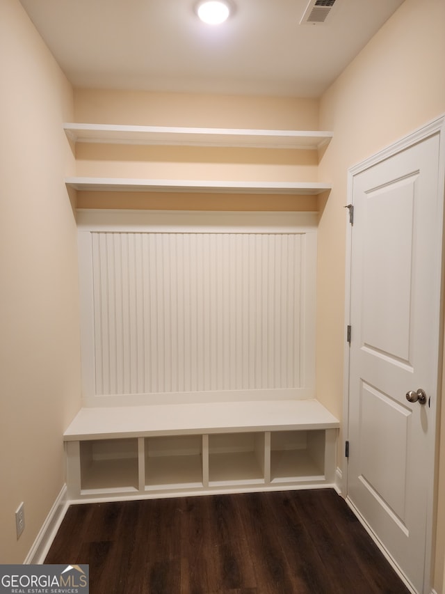 mudroom featuring dark hardwood / wood-style floors