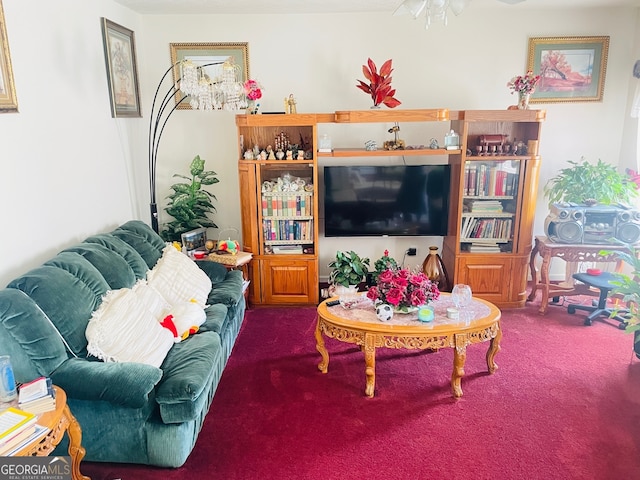 living room with carpet flooring