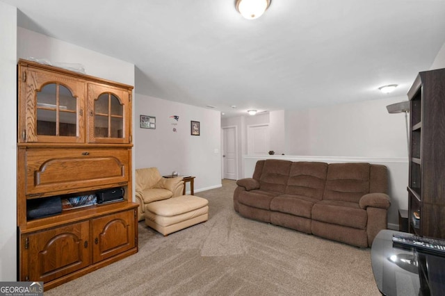 living room with light carpet