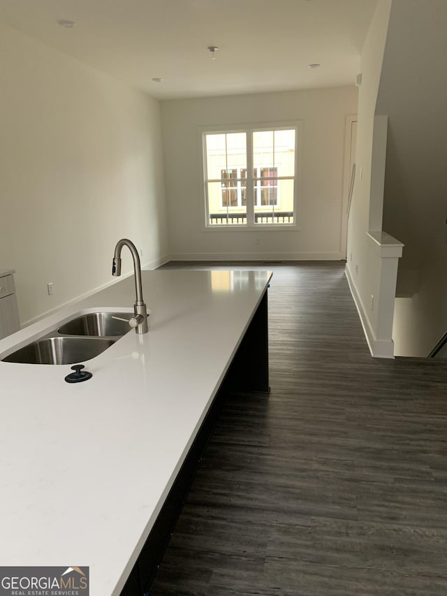 kitchen featuring sink and dark hardwood / wood-style floors