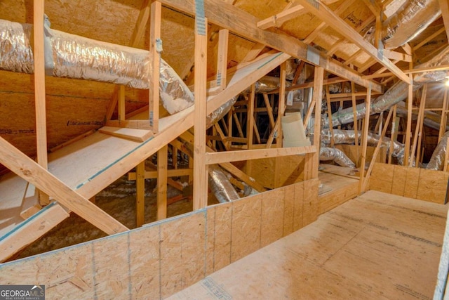 view of unfinished attic