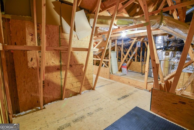 view of unfinished attic