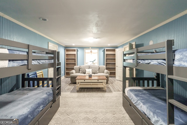 bedroom with ornamental molding