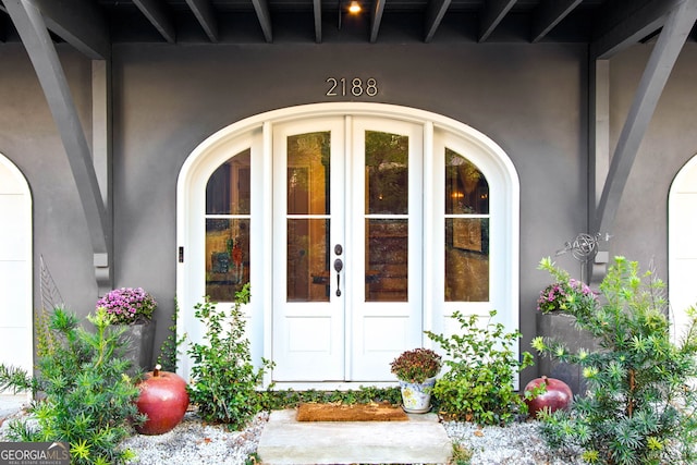 doorway to property with french doors