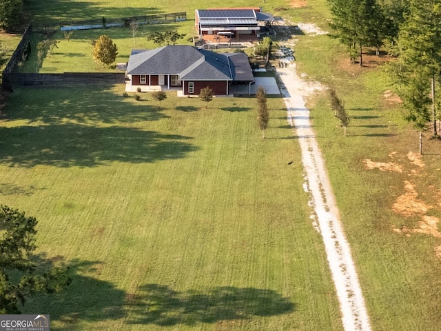 drone / aerial view with a rural view