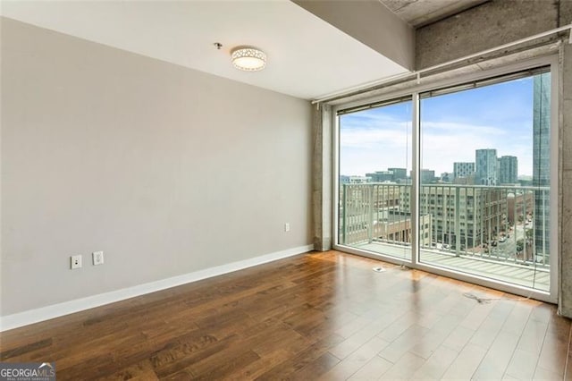 spare room featuring hardwood / wood-style floors and plenty of natural light