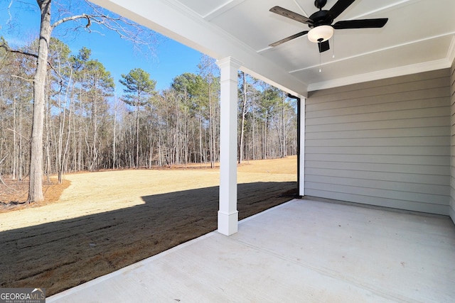 view of patio / terrace with a ceiling fan