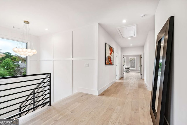 corridor featuring light hardwood / wood-style flooring