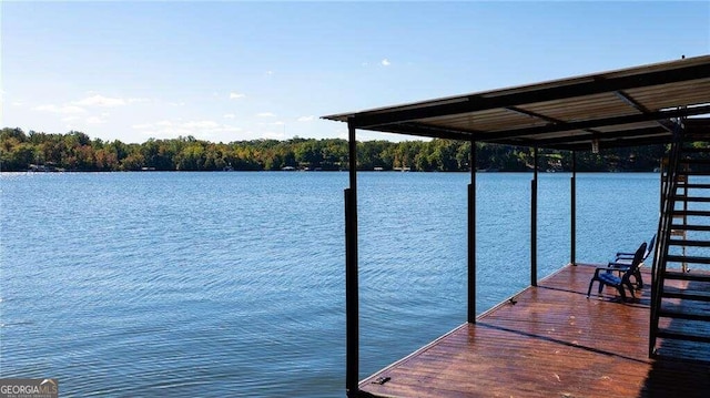 view of dock featuring a water view