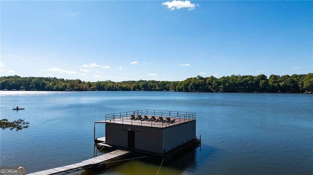 view of dock featuring a water view