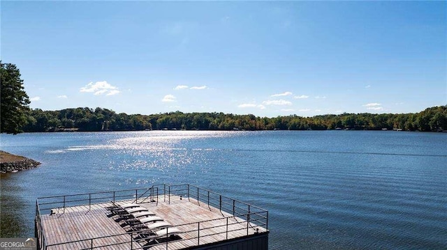 view of dock featuring a water view