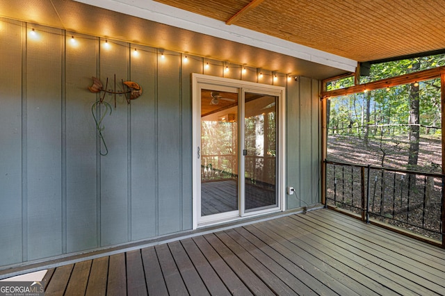 exterior space featuring wooden ceiling