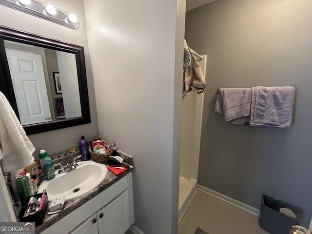 bathroom with vanity and a shower with curtain