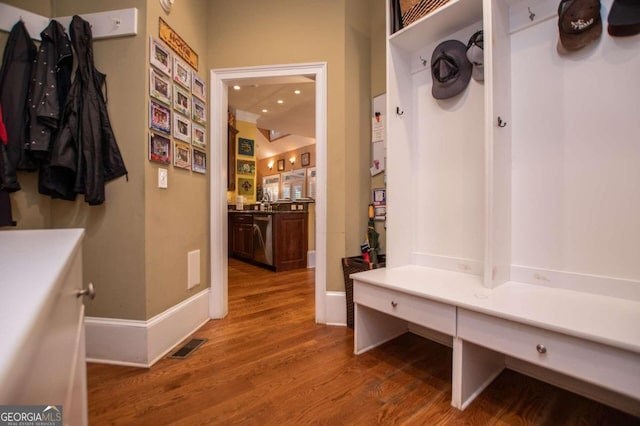 mudroom featuring hardwood / wood-style floors