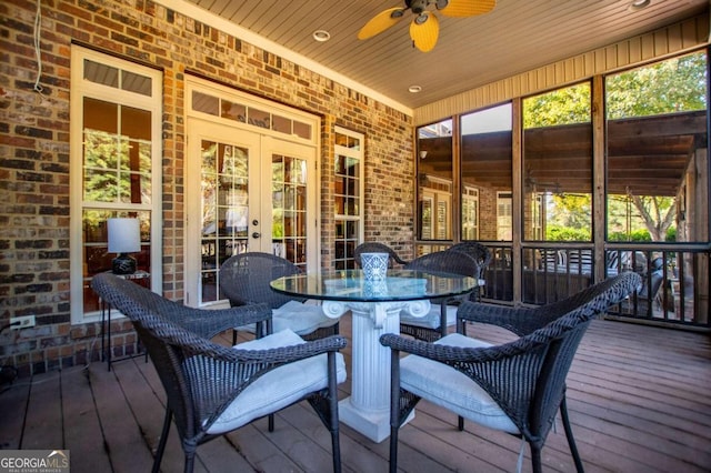 deck featuring ceiling fan