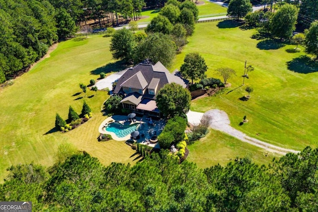 drone / aerial view featuring a rural view