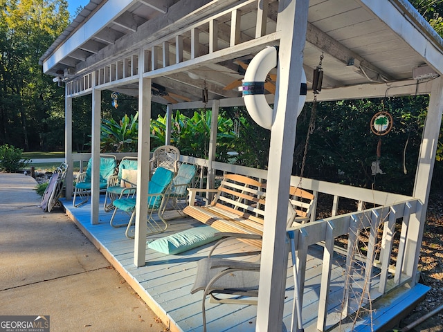 exterior space featuring a wooden deck