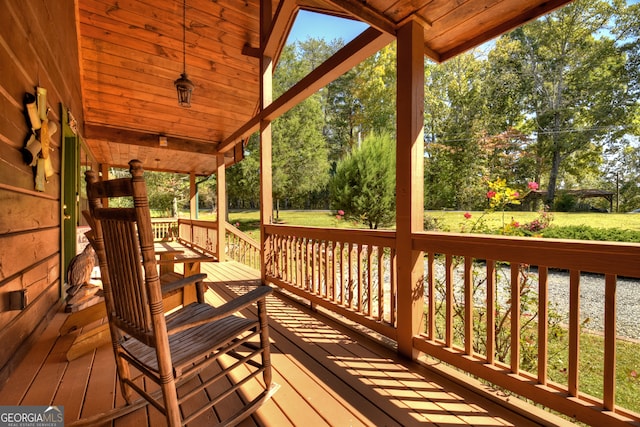 wooden deck with covered porch