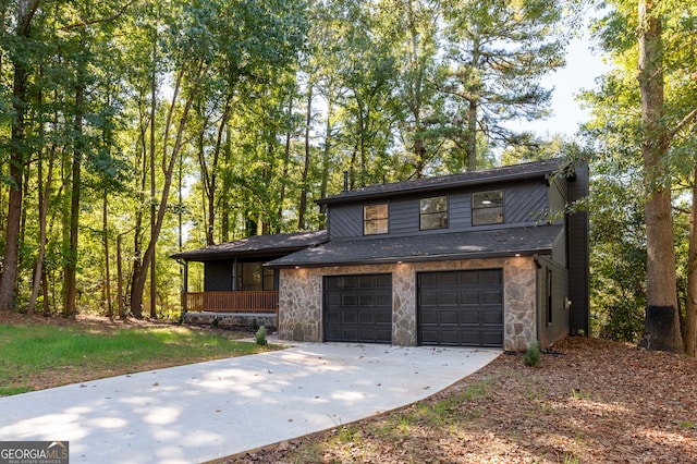 view of front of property with a garage