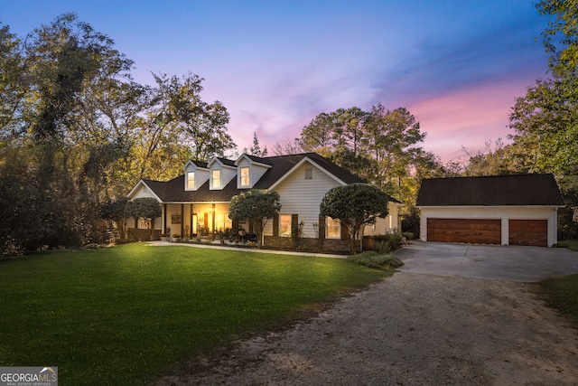 new england style home with a yard