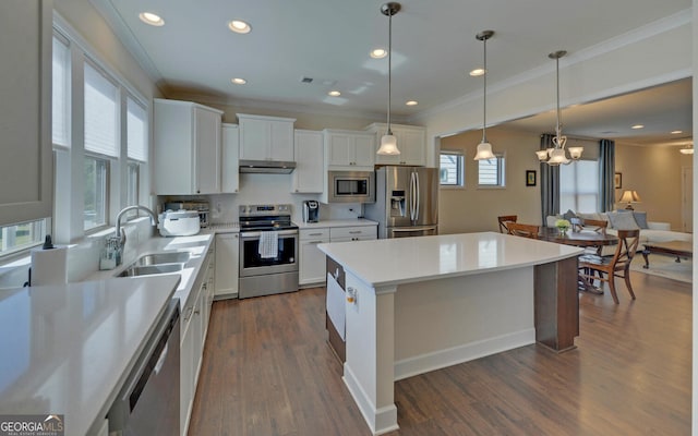 kitchen featuring white cabinetry, a healthy amount of sunlight, appliances with stainless steel finishes, and sink