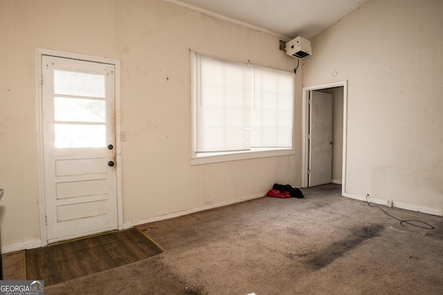 carpeted foyer entrance featuring a wealth of natural light