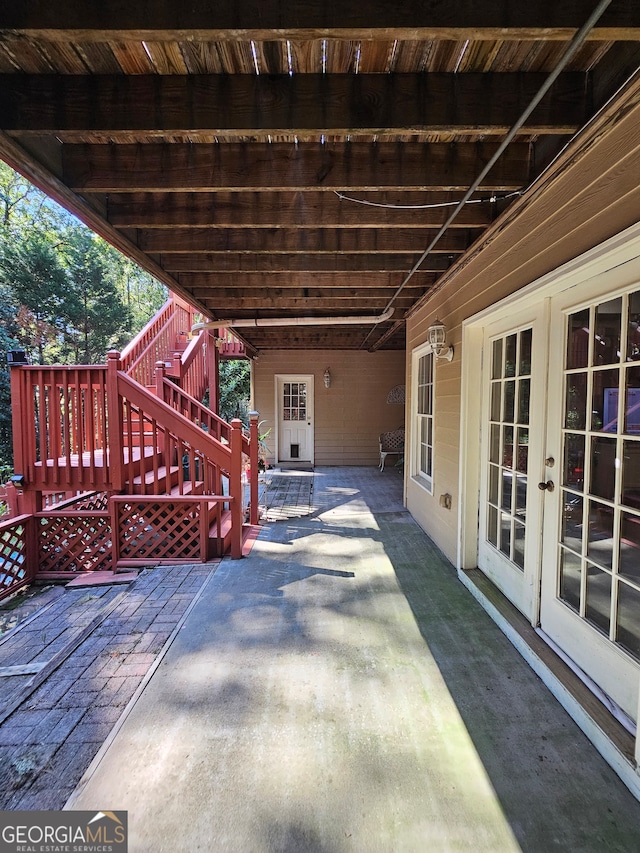 view of patio featuring french doors