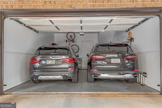 garage with a garage door opener