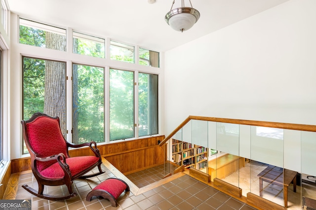 sitting room with tile patterned flooring