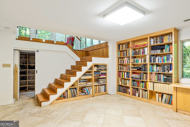 interior space featuring light tile patterned floors