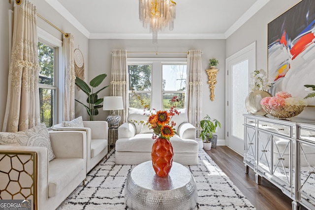 sunroom / solarium with an inviting chandelier and a healthy amount of sunlight