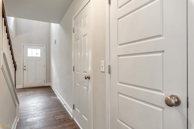 doorway to outside featuring dark hardwood / wood-style floors