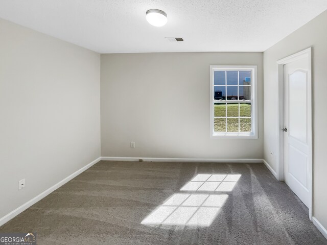 carpeted spare room featuring a textured ceiling