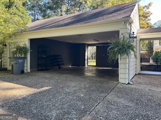 view of garage