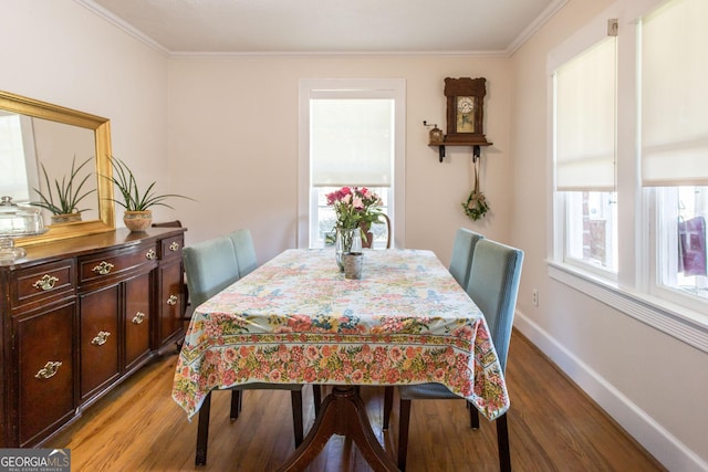 5605 Ga Highway 121, Blackshear, GA 31516 - dining space featuring light wood-style floors, crown molding, and baseboards