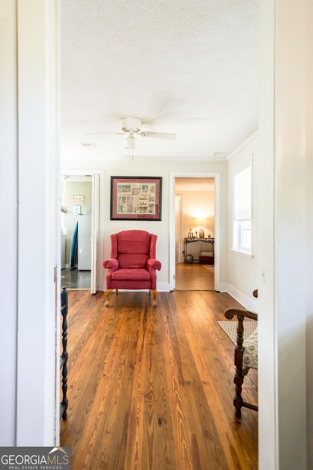 5605 Ga Highway 121, Blackshear, GA 31516 - hall with wood finished floors, a textured ceiling, and baseboards